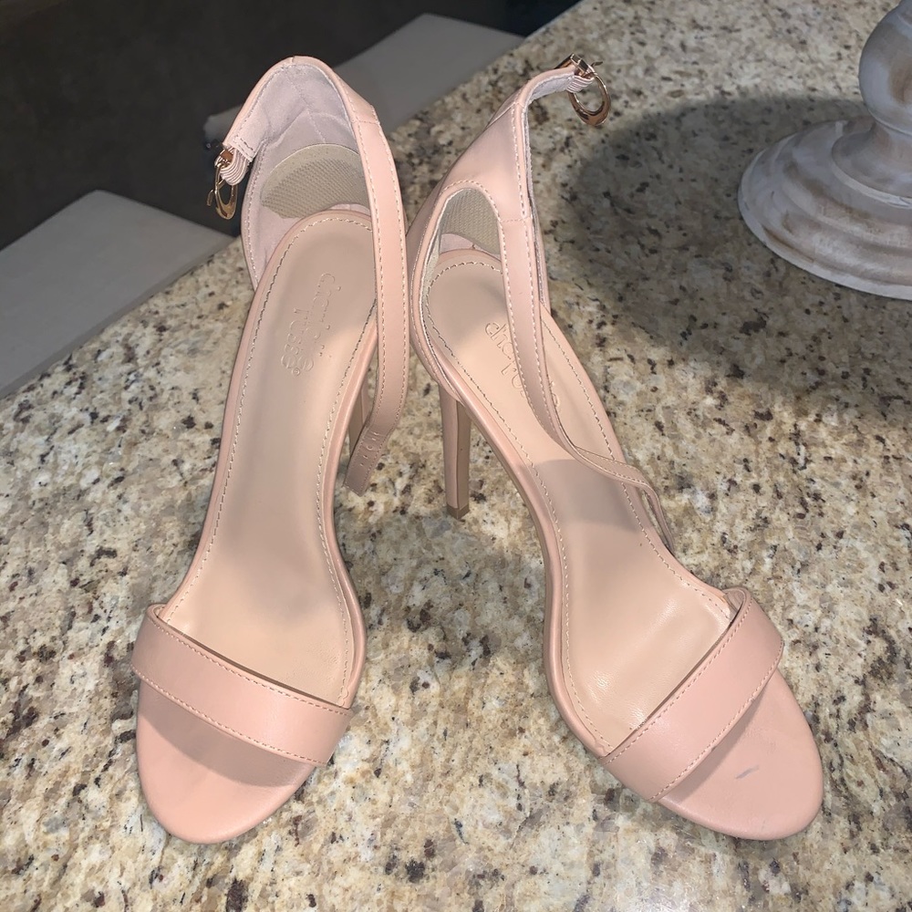 Strapped nude heels